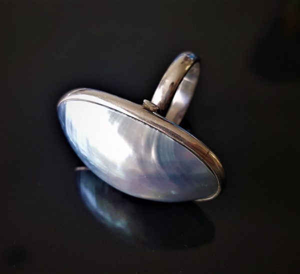 Eliz 925 Sterling Silver Ring Natural Ocean Shell Mother of Pearl Custom made Exclusive gift Size 9.5