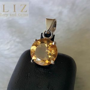Eliz Genuine Citrine Sterling Silver .925 Pendant Natural Gemstone Crystal Exclusive Gift