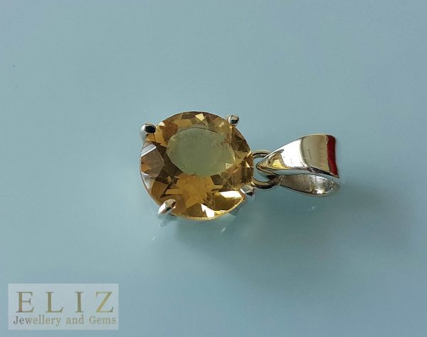 Eliz Genuine Citrine Sterling Silver .925 Pendant Natural Gemstone Crystal Exclusive Gift