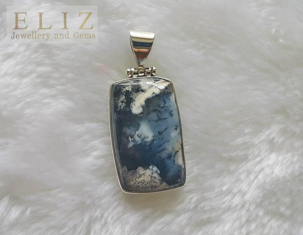 Eliz Genuine Dendritic Agate Sterling Silver 925 Pendant Natural Gemstone Mother Earth Exclusive Gift