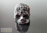 Exclusive Sterling Silver 925 Skull Ring Black/White Cubic Zirconia iced eyes Cross Fleur de Lis Jaw Skull Punk Goth Biker Rocker