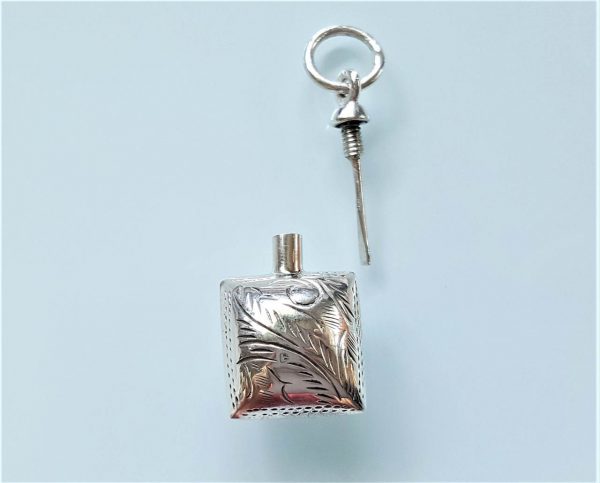 Locket/Pendant Sterling Silver 925 Water Tight Perfume/Essential Bottle Oil 3D Square Shape
