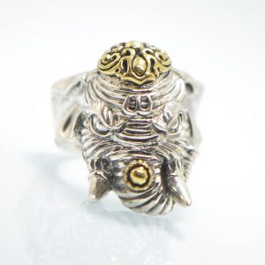 925 Sterling Silver and Brass Ganesh Ring