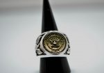 925 Sterling Silver With Brass Inlay U.S. Army Officers Ring Eliz