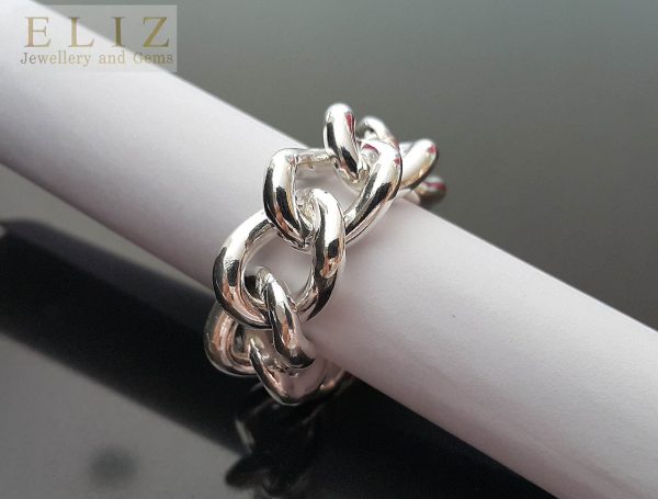 Eliz STERLING SILVER 925 Chain Ring New Exclusive Design UNISEX 21.5 grams