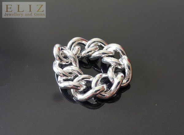 Eliz STERLING SILVER 925 Chain Ring New Exclusive Design UNISEX 21.5 grams