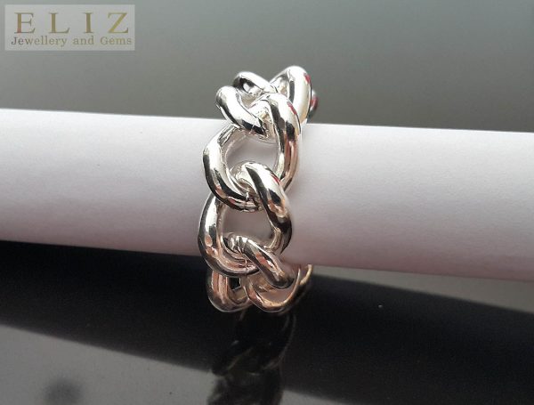 Eliz STERLING SILVER 925 Chain Ring New Exclusive Design UNISEX 21.5 grams