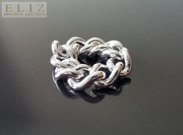 Eliz STERLING SILVER 925 Chain Ring New Exclusive Design UNISEX 21.5 grams