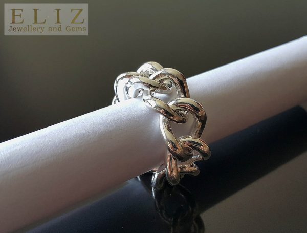 Eliz STERLING SILVER 925 Chain Ring New Exclusive Design UNISEX 21.5 grams