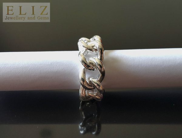 Eliz STERLING SILVER 925 Chain Ring New Exclusive Design UNISEX 21.5 grams