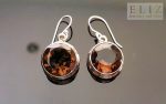Sterling Silver Earrings Natural Smoky Quartz Round shape