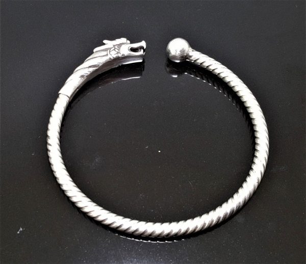 STERLING SILVER 925 Ouroboros Bracelet Dragon eating Tail Ancient Symbol Talisman Amulet Good Luck 28 grams