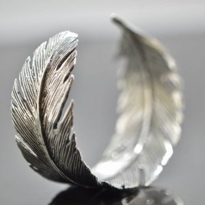 Feather Bracelet Cuff 925 Sterling Silver Eagle's Feather 38 grams Eliz