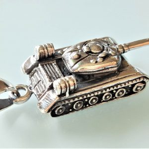 Tank Pendant Solid 925 Sterling Silver Military Patriotic Men's Jewelry Army Gift for him