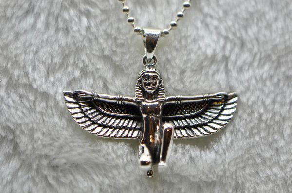 STERLING SILVER 925 Isis Goddess Ancient Egyptian Goddess Divine Mother of the Pharaoh Talisman Amulet Pendant 31 Grams