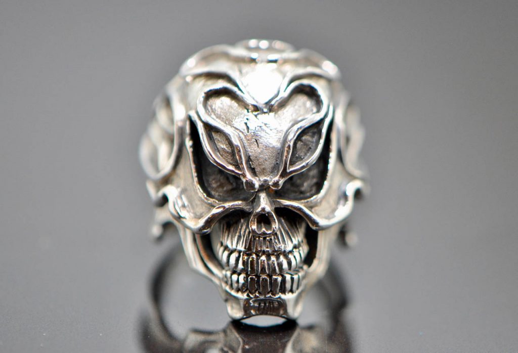 Fire Skull Ring 925 Solid Sterling Silver Brutal Man's Ring - ELIZ ...