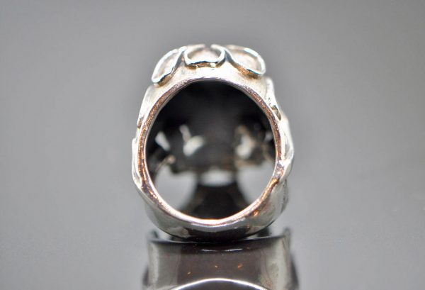 Fire Skull Ring 925 Solid Sterling Silver Brutal Man's Ring