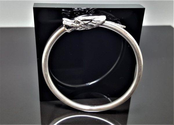 STERLING SILVER 925 Ouroboros Bracelet Dragon/Wolf eating Tail Ancient Symbol Talisman Amulet Good Luck 36 grams
