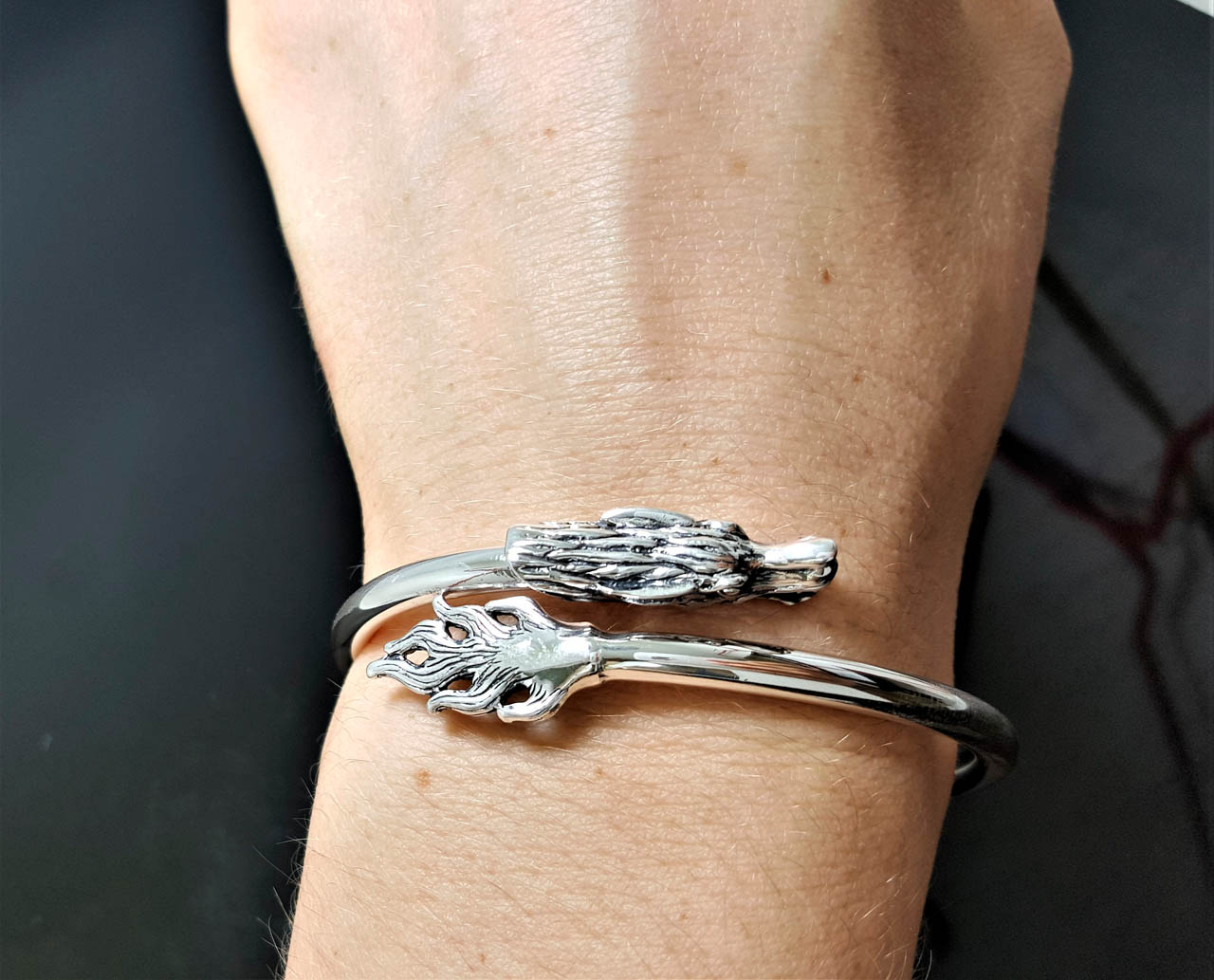 Wolf Stainless Steel Ouroboros Uroboros Wolf Dragon Serpent Bracelet Gift Options 