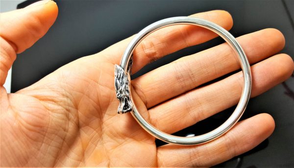 STERLING SILVER 925 Ouroboros Bracelet Dragon/Wolf eating Tail Ancient Symbol Talisman Amulet Good Luck 36 grams