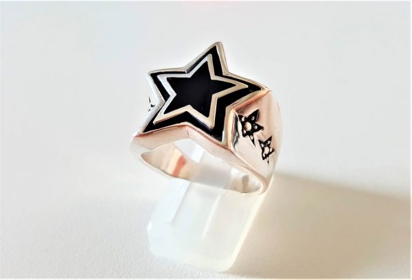 Eliz STERLING SILVER 925 Shooting STAR Ring Pentagram on side Symbol