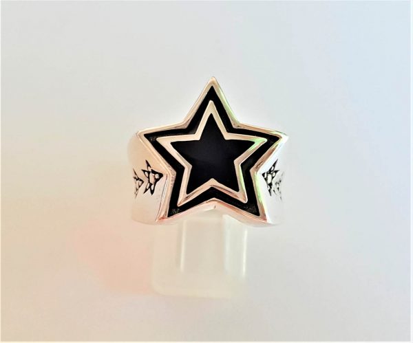 Eliz STERLING SILVER 925 Shooting STAR Ring Pentagram on side Symbol