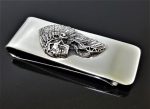 STERLING SILVER 925 Money Clip American Indian Skull Native American Tribal Chief Biker Rocker Fathers Day Gift for him Heavy 36 grams
