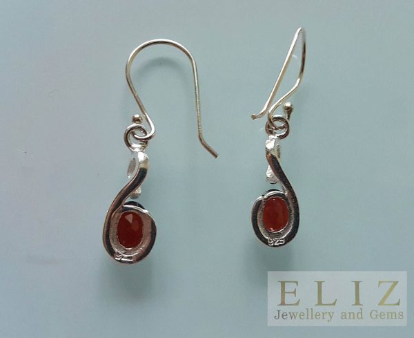 Eliz Sterling Silver .925 Earrings Genuine Garnet Gemstone