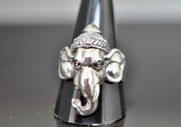 Eliz 925 Sterling Silver Elephant Ganesha Lord Ganesh Ring Good Luck Talisman Amulet