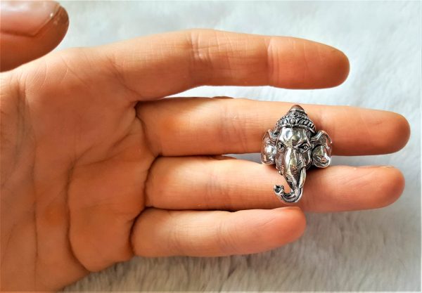 Eliz 925 Sterling Silver Elephant Ganesha Lord Ganesh Ring Good Luck Talisman Amulet