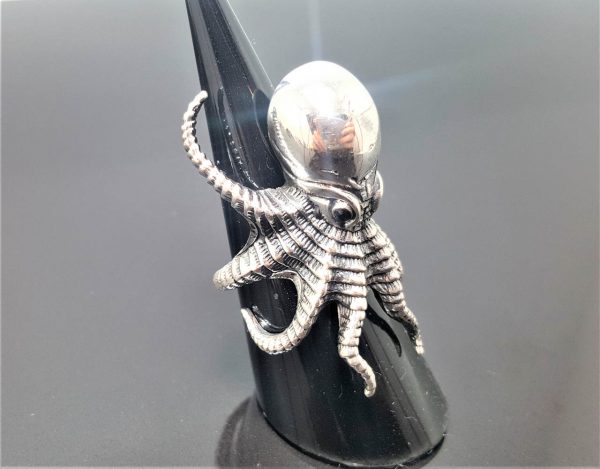 OCTOPUS RING 925 Sterling Silver Ocean Sea Animal Large Octopus Tentacles Cubic Zirconia Eyes Kraken Exclusive Gift