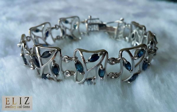 GENUINE Untreated Precious Sapphire Sterling Silver 925 Bracelet 7 inches