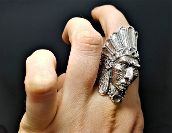 American Indian 925 STERLING Silver Indian Tribal Chief Ring Native American Grand Cherokee Handmade Exclusive Design Heavy 23 grams