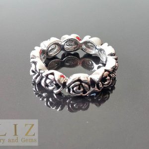 Rose Ring STERLING SILVER 925 Band of Roses Flower