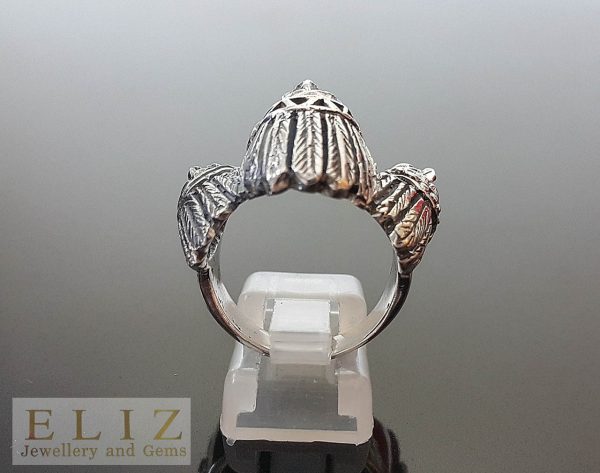 Eliz 925 Sterling Silver Ring American Indian Mother and Two Children Talisman Amulet Handmade