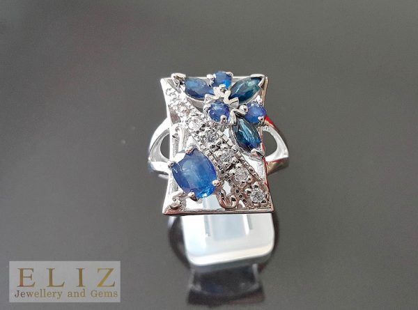 Solid Sterling Silver 925 RING Genuine SAPPHIRE Precious Rare UNTREATED Gemstone Exclusive Gift Size 8