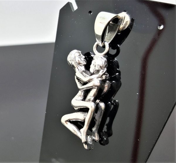 STERLING SILVER 925 Erotic Pendant Kama Sutra Pose SEX Love Man Woman Kiss Sexy Jewelry Sex Toy