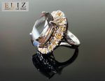 SMOKY QUARTZ & CITRINE Sterling Silver Ring Unique Rare Design Earth Minded Size 8