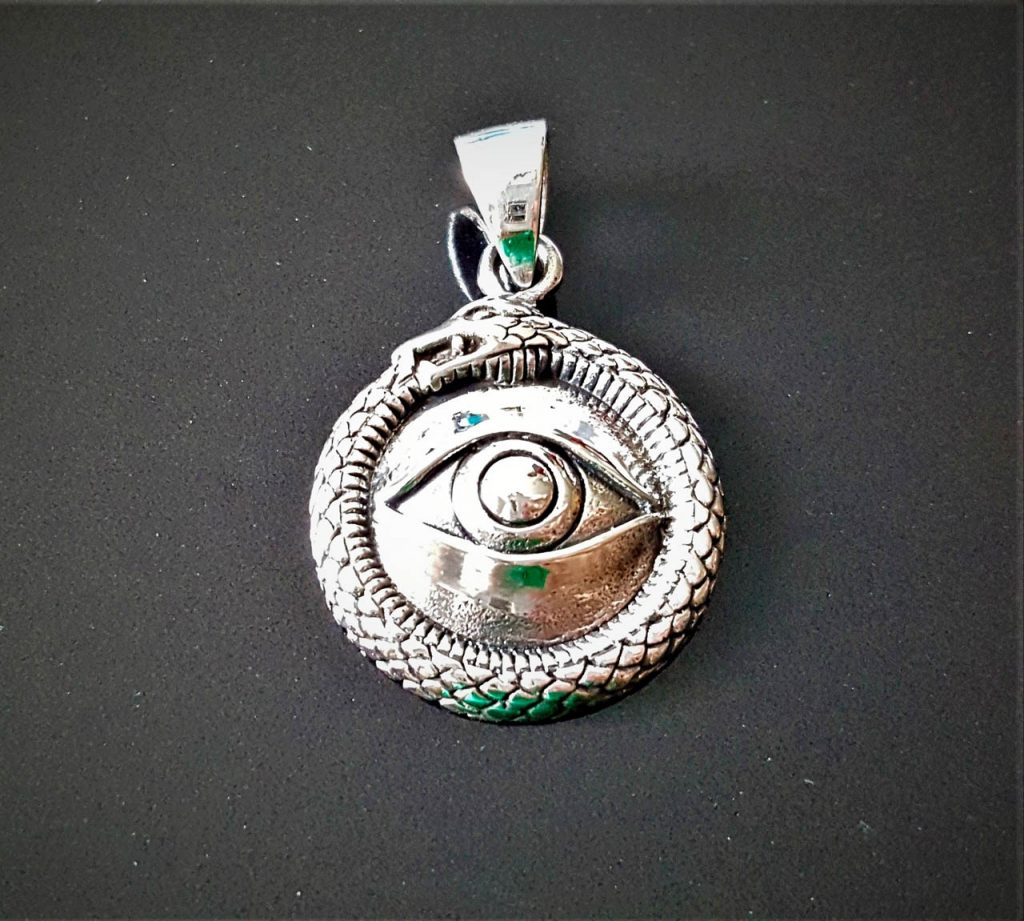 Ouroboros All Seeing Eye PENDANT STERLING SILVER 925 Ancient Symbol All