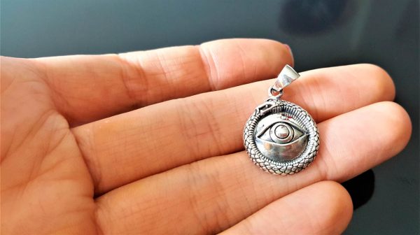 Ouroboros All Seeing Eye PENDANT STERLING SILVER 925 Ancient Symbol All Seeing Eye Snake Eating Tale Talisman Amulet