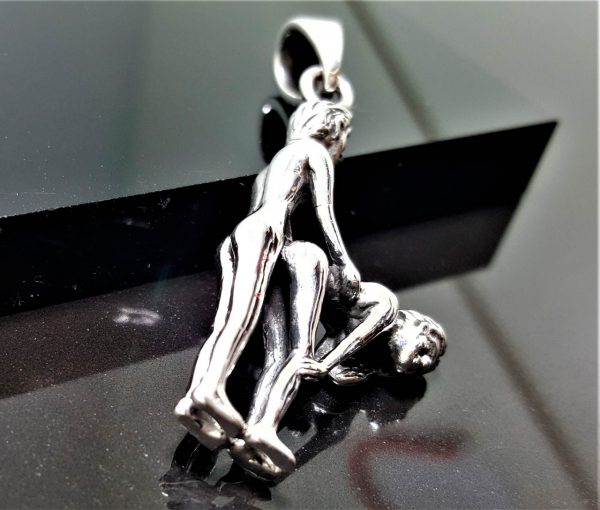STERLING SILVER 925 Erotic Doggy Style Pendant Kama Sutra Pose SEX Love Man Woman Sexy Jewelry