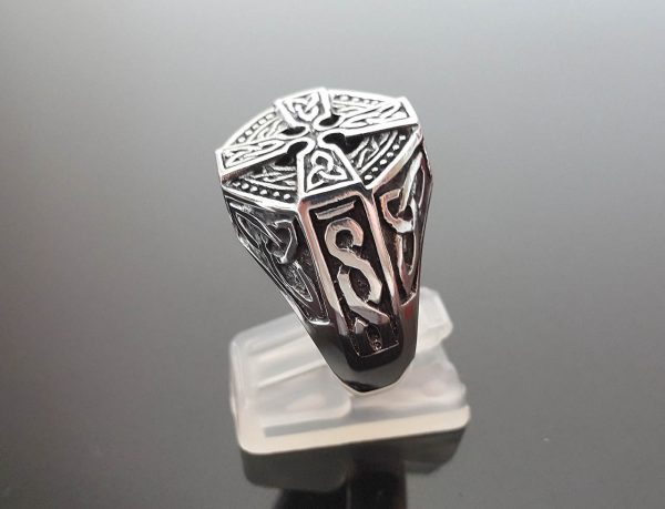 Eliz 925 Sterling Silver Ring Celtic Knot Cross Ornament Protective Amulet Symbol Norse Viking Pagan Spirit