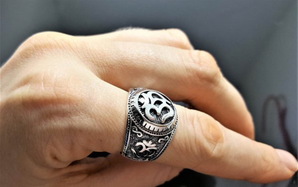 925 Sterling Silver Ohm Ring Ohm AUM Om Buddhism Mantra Talisman Protective Amulet Sacred Symbol Harmony Universe
