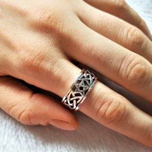 Eliz 925 Sterling Silver Ring Talisman Pentagram Star Celtic Knot Sacred Symbols Protective Amulet Exclusive Gift