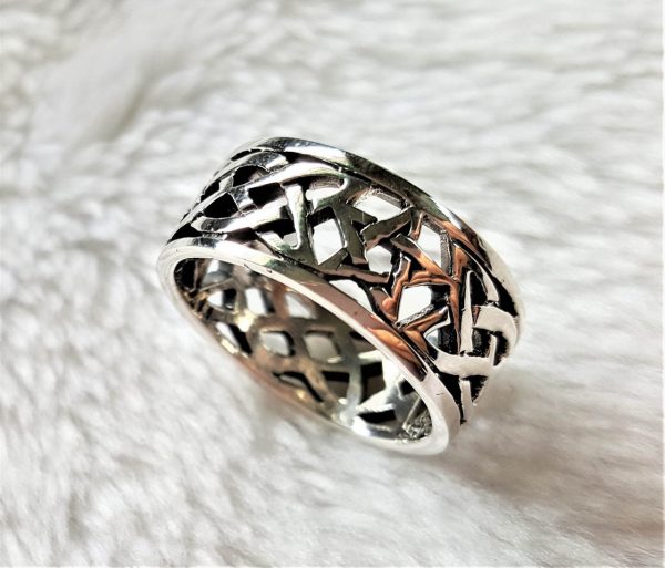 Eliz 925 Sterling Silver Ring Talisman Pentagram Star Celtic Knot Sacred Symbols Protective Amulet Exclusive Gift