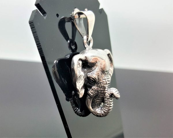925 Sterling Silver Elephant Pendant African Animal Good Luck Talisman Amulet Exclusive Gift