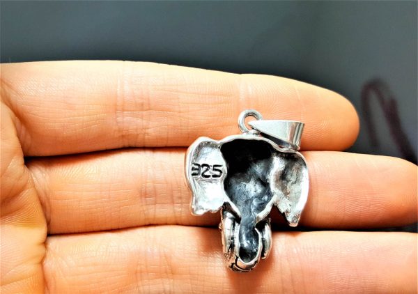 925 Sterling Silver Elephant Pendant African Animal Good Luck Talisman Amulet Exclusive Gift