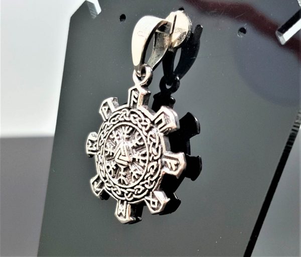 925 Sterling Silver Pendant Helm of Awe Aegishjalmur Elder Futhark VALKNUT Viking Amulet Talisman Sacred Symbol Norse Mythology