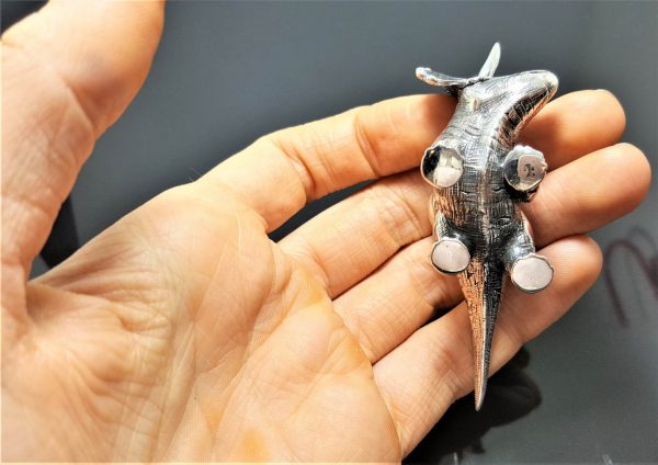 STERLING SILVER 925 Dinosaur Triceratops Large Heavy Pendant Exclusive Design 50 grams