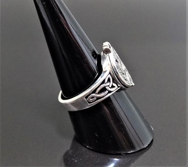 925 Sterling Silver Ring Locket Pentagram Star Trinity Celtic Knot Sacred Symbols Talisman Protective Amulet Occult Secret Compartment